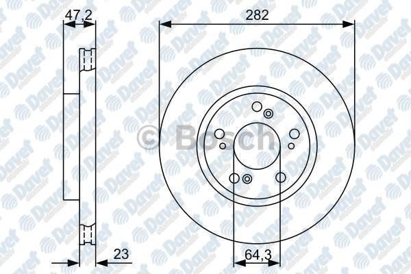 BOSCH 0986479365 Fren Diski On Havali 282mm Civic Iv 1.7 2.0 2.2i Cdti Stream 1.7 16v 2.0 16v Cr-V Ii 2.0 2.2 Ctdi 01->